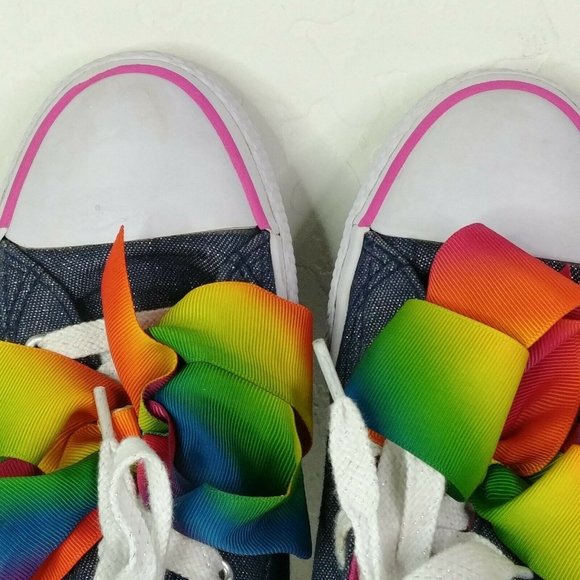 JoJo Siwa Legacee Denim Sneakers Girls Size 4 With Big Iconic Bows - Picture 4 of 8